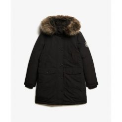 Parka z sztucznego futra damska Superdry Everest. Czarne parki damskie Superdry., na zimę, bez wzorów, bez kaptura. Za 798.15 zł.