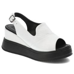 Białe Sandały Artiker Skórzane Buty Damskie. Białe klapki damskie Artiker, bez wzorów, ze skóry, bez obcasa, na koturnie, bez zapięcia. Za 279.00 zł.