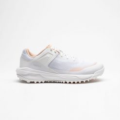 Buty do golfa damskie Inesis WW500 oddychające. Białe obuwie sportowe damskie INESIS, bez wzorów, z kauczuku, na golfa. W wyprzedaży za 169.99 zł.