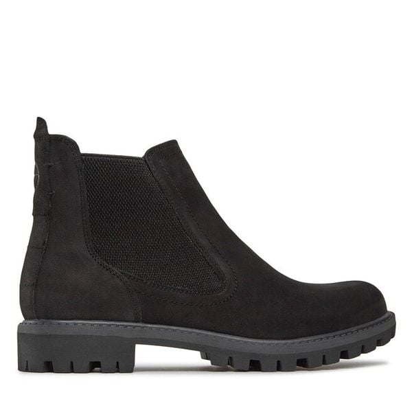Sztyblety Tamaris. Czarne botki damskie Tamaris, bez obcasa, na płaskiej podeszwie, bez zapięcia. Za 349.99 zł.