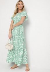 Zielono-Biała Rozkloszowana Sukienka z Bawełną i Abstrakcyjnym Wzorem Ldivoria. Zielone sukienki damskie Born2be, na imprezę, m, bez wzorów, z bawełny, eleganckie, bez kołnierzyka, bez ramiączek, maxi, rozkloszowane. Za 64.99 zł.