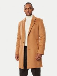 Tommy Hilfiger Płaszcz wełniany MW0MW40768 Brązowy jasny Regular Fit. Brązowe płaszcze męskie Tommy Hilfiger, na zimę, l, bez wzorów, z wełny, bez kaptura. Za 1,699.00 zł.