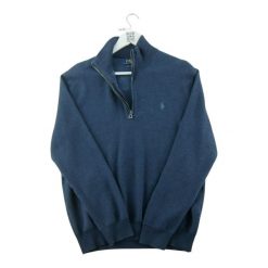 Second life - Sweter męski Pima Cotton z suwakiem do ćwiartki - Jak nowy. Niebieskie swetry przez głowę męskie Ralph Lauren, l, bez wzorów, z bawełny, bez kołnierzyka. Za 256.96 zł.