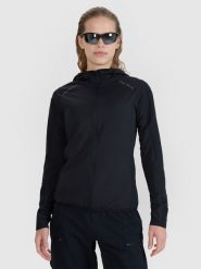 4F Bluza rowerowa szybkoschnąca damska - czarna L. Czarne bluzy sportowe damskie 4f, l, bez wzorów, z dzianiny, bez kaptura, rowerowe. W wyprzedaży za 199.99 zł.