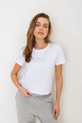 T-SHIRT PIPER BIAŁY XS - Flawless. Białe t-shirty damskie Flawless, uniwersalny, bez wzorów, z bawełny, klasyczne, bez kołnierzyka. Za 199.00 zł.