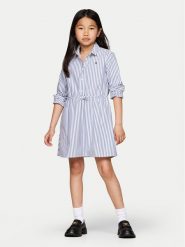 Tommy Hilfiger Sukienka koszulowa Ithaca KG0KG08500 Niebieski Regular Fit. Niebieskie sukienki dla dziewczynek Tommy Hilfiger, bez wzorów, z bawełny, bez ramiączek. Za 239.99 zł.