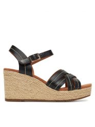 Clarks Espadryle Sabina Strap 26181462 Czarny. Czarne sandały damskie Clarks, bez wzorów, ze skóry, bez obcasa, bez zapięcia. Za 319.99 zł.