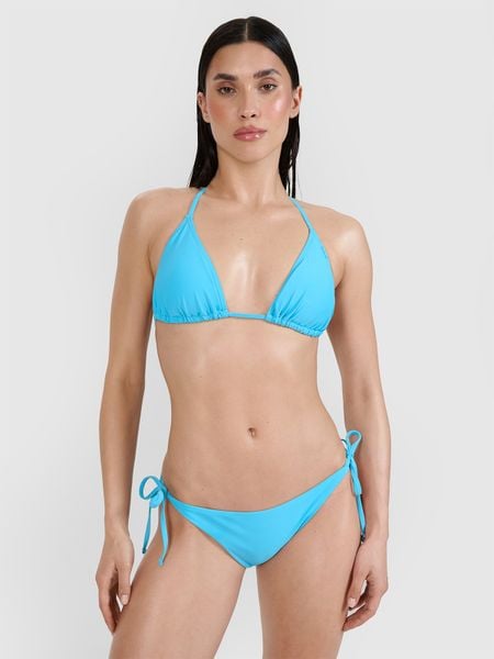 4F Góra od bikini damska - turkusowa L. Niebieskie bikini damskie 4f, na lato, l, bez wzorów. W wyprzedaży za 29.99 zł.