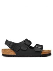 Birkenstock Sandały Milano 034791 Czarny. Czarne sandały damskie Birkenstock, bez wzorów, ze skóry, bez obcasa, na płaskiej podeszwie, bez zapięcia. Za 449.99 zł.