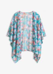 Prześwitujące kimono plażowe. Niebieskie żakiety damskie bonprix, bez wzorów. Za 47.99 zł.