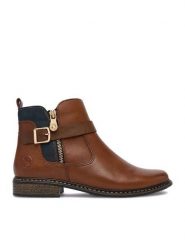 Rieker Botki CEO-Z4959-22 Beżowy jasny. Brązowe botki damskie Rieker, ze skóry, bez obcasa, na płaskiej podeszwie, bez zapięcia. Za 429.99 zł.