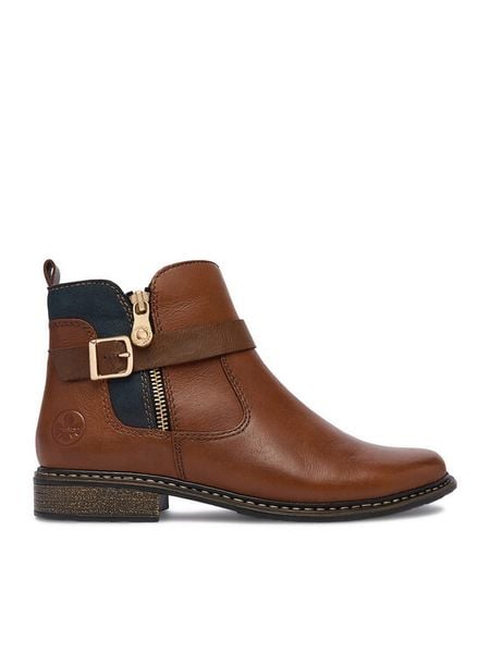 Rieker Botki CEO-Z4959-22 Beżowy jasny. Brązowe botki damskie Rieker, bez obcasa, na płaskiej podeszwie, bez zapięcia. Za 429.99 zł.
