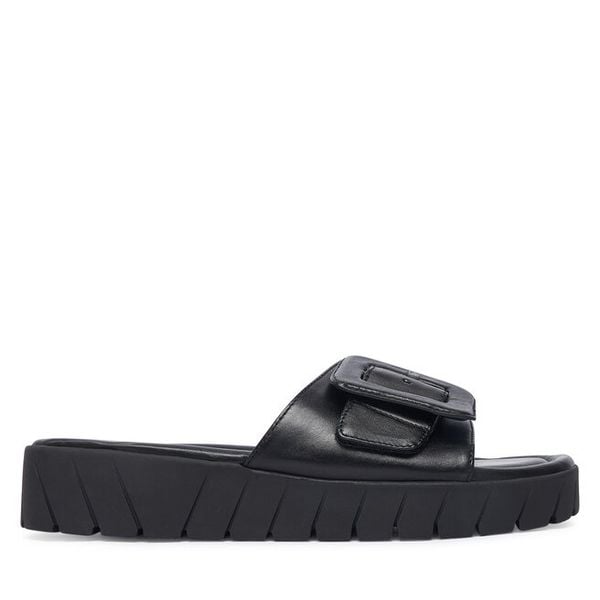 Klapki Tamaris. Czarne klapki damskie Tamaris, bez wzorów, bez obcasa. Za 299.99 zł.