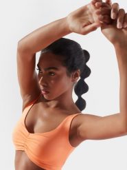 4F Top szybkoschący z materiałów z recyklingu damski 4F x Anna Lewandowska S. Brązowe koszulki sportowe damskie 4f, s, bez wzorów, z dzianiny, bez kołnierzyka, bez ramiączek. Za 129.99 zł.