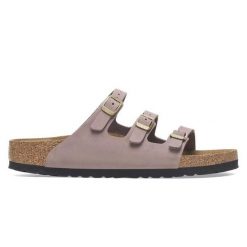 Sandały Birkenstock Florida Beżowe z regulowanymi paskami. Brązowe sandały damskie Birkenstock, bez wzorów, z materiału, bez obcasa, bez zapięcia. Za 404.25 zł.