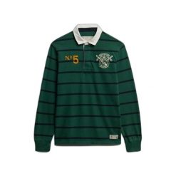 Polo z długim rękawem z podwójnym emblematem w paski Superdry Rugby. Zielone koszulki polo męskie Superdry., m, bez wzorów, eleganckie, bez ramiączek. Za 327.70 zł.