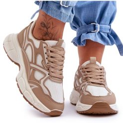 FG2 Damskie Buty Sportowe Beżowe Contiro beżowy. Brązowe obuwie sportowe damskie bez wzorów, z dresówki. Za 205.59 zł.