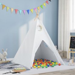 VidaXL Namiot Teepee dla Dzieci z Torbą Brzoskwiniową i Kolorowymi Piłkami Skórka Biała. Białe torby i plecaki dziecięce vidaXL. Za 455.37 zł.