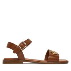 Sandały Beverly Hills Polo Club. Brązowe sandały damskie Beverly Hills Polo Club, bez wzorów, bez obcasa, na płaskiej podeszwie, bez zapięcia. Za 229.99 zł.