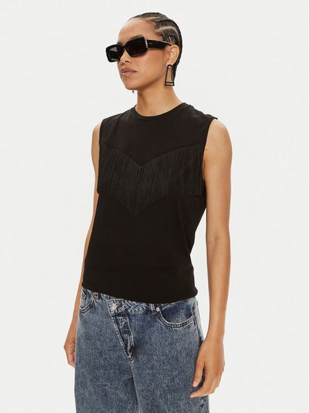 Pinko Bluzka Twilight 103726 A1XS Czarny Regular Fit. Czarne bluzki damskie Pinko, m, bez wzorów, z bawełny, bez kołnierzyka, bez ramiączek. Za 209.99 zł.