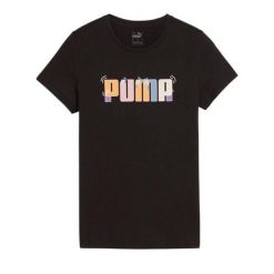 Koszulka damska PUMA ESS+ Graphic Tee. Koszulki sportowe damskie Puma, xs, bez wzorów, z bawełny, bez kołnierzyka, bez ramiączek, trekkingowe. Za 89.99 zł.