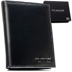 Duży, czarny portfel męski ze skóry naturalnej z systemem RFID bez zapięcia zewnętrznego - 4U Cavaldi. Czarne portfele męskie 4U Cavaldi, bez wzorów, ze skóry. Za 45.00 zł.