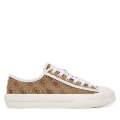 Trampki Guess. Brązowe trampki i tenisówki damskie Guess, z aplikacjami, bez zapięcia. Za 419.99 zł.