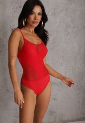 Czerwony Jednoczęściowy Strój Kąpielowy z Siateczką i Wycięciem na Plecach Xenneth. Czerwone kostiumy jednoczęściowe damskie Renee, s, bez wzorów. Za 109.99 zł.