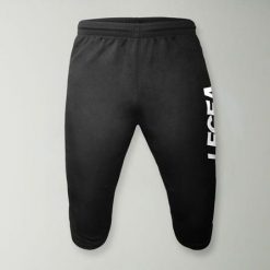 Spodnie 3/4 do Biegania z Dużym Logo Czarne. Czarne spodnie sportowe męskie Legea, m, bez wzorów, z bawełny, do biegania. Za 88.00 zł.