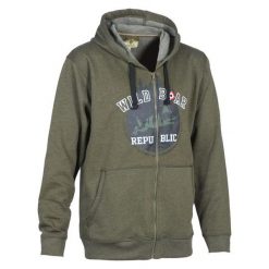 Bluza z kapturem i zamkiem błyskawicznym PERCUSSION Wild Boar Republic. Zielone bluzy męskie PERCUSSION, bez wzorów, z kapturem, outdoorowe. Za 221.50 zł.