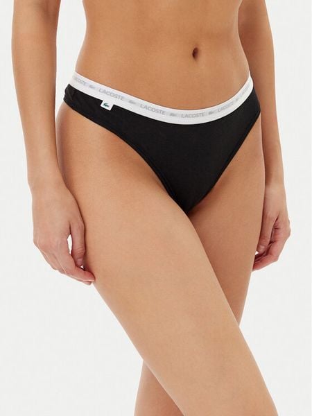 Lacoste Komplet stringów 8F1341 Czarny. Czarne stringi damskie Lacoste, xxl, bez wzorów, z bawełny. Za 99.99 zł.