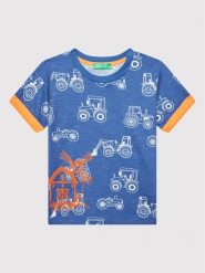 United Colors Of Benetton T-Shirt 3UBTG100U Niebieski Regular Fit. Niebieskie t-shirty dla chłopców United Colors Of Benetton, bez wzorów, z bawełny, bez ramiączek. Za 49.99 zł.