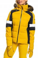 Kurtka narciarska damska Roxy Blizzard. Żółte kurtki damskie Roxy, l, bez wzorów, z materiału, bez kaptura, narciarskie, primaloft. Za 685.49 zł.