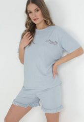 Miętowy Komplet Piżamowy 2-częściowy Zanina. Zielone piżamy damskie Born2be, xl, bez wzorów, z dzianiny, bez ramiączek, krótkie. Za 39.99 zł.