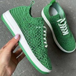 Zielone plecione sportowe buty damskie T.Sokolski 175. Zielone obuwie sportowe damskie Sokolski, bez wzorów, z tkaniny. Za 189.00 zł.