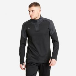Second Life - Bluza piłkarska Kipsta Viralto Club na krótki... - Stan Doskonały. Czarne bluzy męskie KIPSTA, m, bez wzorów, z elastanu, bez kaptura, na fitness i siłownię. Za 67.99 zł.