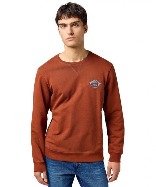 MESKA BLUZA WRANGLER SMALL LOGO CREW SMOKED PAPRIKA 112364093. Bluzy męskie Wrangler, xl, bez wzorów, bez kaptura. Za 169.99 zł.