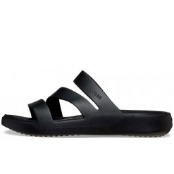 Klapki Crocs Getaway Strappy Z Klapkami Damskie. Czarne klapki damskie Crocs, bez wzorów, z materiału, bez obcasa. Za 281.99 zł.