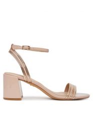 Aldo Sandały Emelda 13813767 Beżowy. Brązowe sandały damskie Aldo, bez wzorów, ze skóry, bez obcasa, na słupku, bez zapięcia. Za 219.99 zł.