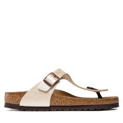 Japonki Birkenstock. Szare klapki damskie Birkenstock, bez wzorów, bez obcasa. Za 449.99 zł.