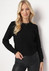 Czarny Klasyczny Sweter z Napami Tavai. Czarne swetry damskie Born2be, bez wzorów, klasyczne, bez kołnierzyka, bez ramiączek, długie, bez kaptura. Za 54.99 zł.