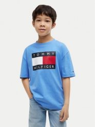 Tommy Hilfiger T-Shirt Heritage KB0KB10340 Niebieski Regular Fit. Niebieskie t-shirty dla chłopców Tommy Hilfiger, bez wzorów, z bawełny, bez ramiączek. Za 169.99 zł.