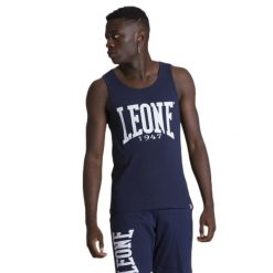 Odzież sportowa na co dzień na siłownię. Niebieskia buty sportowe męskie LEONE 1947 APPAREL, z bawełny, bez zapięcia, na fitness i siłownię. Za 63.11 zł.