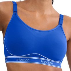 Stanik do biegania Cardio Breeze z wysoki poziomem podtrzymywania. Niebieskie biustonosze TRIACTION, bez wzorów, z elastanu. Za 311.00 zł.