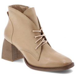 Beżowe Botki Armodo Modne Obuwie Damskie Na Obcasie. Brązowe kozaki damskie Armodo, ze skóry, bez obcasa, na obcasie. Za 399.99 zł.