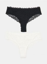 Majtki stringi z koronką 2 pack - wielobarwny. Stringi damskie Sinsay, l, bez wzorów, z koronki. Za 19.99 zł.