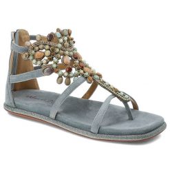 Niebieskie Sandały Alma En Pena Płaskie Buty Na Lato. Niebieskie klapki damskie Alma en Pena, bez wzorów, ze skóry, boho, bez obcasa, na płaskiej podeszwie. Za 459.00 zł.