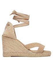 Castañer Espadryle Bailey 25633 Beżowy. Brązowe sandały damskie Castañer, bez wzorów, z materiału, bez obcasa, bez zapięcia. Za 619.99 zł.