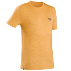Koszulka trekkingowa z krótkim rękawem męska Forclaz Travel 500 Merino. Brązowe koszulki sportowe męskie FORCLAZ, na zimę, l, bez wzorów, z materiału, bez kołnierzyka, bez ramiączek, trekkingowe. Za 99.99 zł.