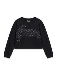 Guess Bluza J6YQ02 K4420 Czarny Regular Fit. Czarne bluzy dla dziewczynek Guess, z aplikacjami, z bawełny, bez ramiączek, bez kaptura. Za 194.99 zł.